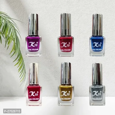 High shine Nail Polish Nail Metallic Finish Multi color Combo set Red-Golden-Darkpink-Blue-Silver-Darkred-thumb5