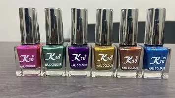 High shine Nail Polish Nail Metallic Finish Multi color Combo set Pink-Green-Purple-Golden-Coffee-Blue-thumb1