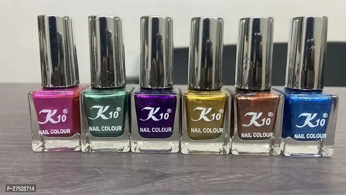 High shine Nail Polish Nail Metallic Finish Multi color Combo set Pink-Green-Purple-Golden-Coffee-Blue-thumb2