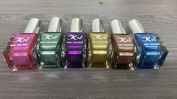 High shine Nail Polish Nail Metallic Finish Multi color Combo set Pink-Green-Purple-Golden-Coffee-Blue-thumb2