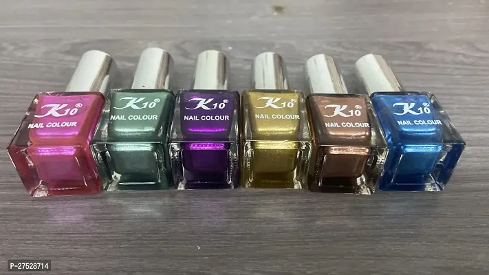 High shine Nail Polish Nail Metallic Finish Multi color Combo set Pink-Green-Purple-Golden-Coffee-Blue-thumb3