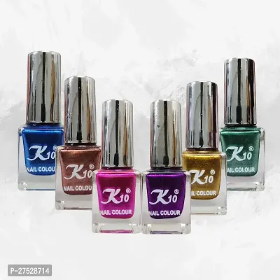 High shine Nail Polish Nail Metallic Finish Multi color Combo set Pink-Green-Purple-Golden-Coffee-Blue-thumb4