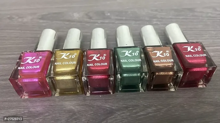 High shine Nail Polish Nail Metallic Finish Multi color Combo set Pink-Golden-Red-Green-Coffee-Darkred-thumb3