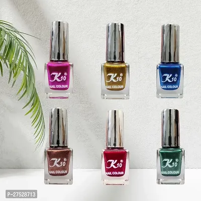 High shine Nail Polish Nail Metallic Finish Multi color Combo set Pink-Golden-Red-Green-Coffee-Darkred-thumb4