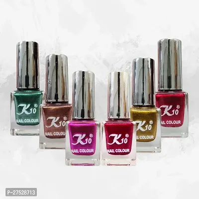 High shine Nail Polish Nail Metallic Finish Multi color Combo set Pink-Golden-Red-Green-Coffee-Darkred-thumb5