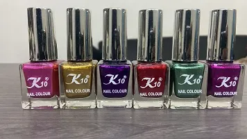 High shine Nail Polish Nail Metallic Finish Multi color Combo set Pink-Golden-Purple-Red-Green-Darkpink-thumb2