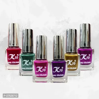 High shine Nail Polish Nail Metallic Finish Multi color Combo set Pink-Golden-Purple-Red-Green-Darkpink-thumb5