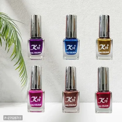 High shine Nail Polish Nail Metallic Finish Multi color Combo set Pink-Golden-Purple-Blue-Coffee-Darkred-thumb5