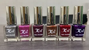 High shine Nail Polish Nail Metallic Finish Multi color Combo set Silver-Pink-Maroon-Coffee-Darkred-Purple-thumb3