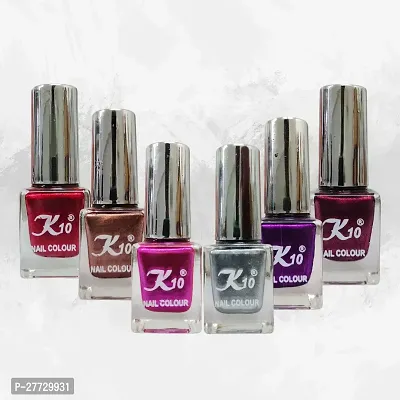 High shine Nail Polish Nail Metallic Finish Multi color Combo set Silver-Pink-Maroon-Coffee-Darkred-Purple-thumb2