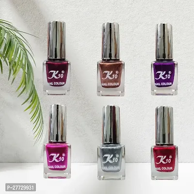 High shine Nail Polish Nail Metallic Finish Multi color Combo set Silver-Pink-Maroon-Coffee-Darkred-Purple-thumb3