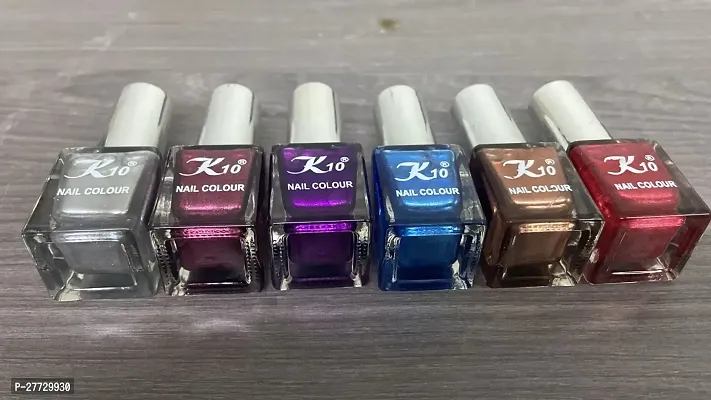 High shine Nail Polish Nail Metallic Finish Multi color Combo set Silver-Maroon-Purple-Blue-Coffee-Darkred-thumb5