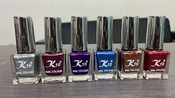 High shine Nail Polish Nail Metallic Finish Multi color Combo set Silver-Maroon-Purple-Blue-Coffee-Darkred-thumb3