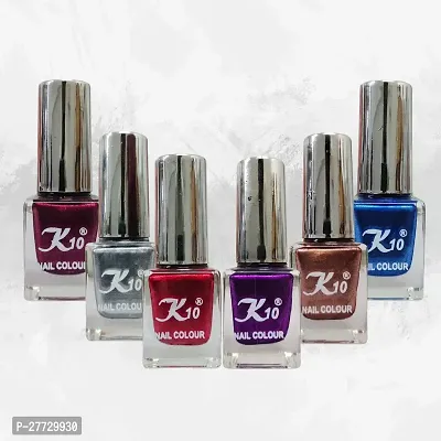 High shine Nail Polish Nail Metallic Finish Multi color Combo set Silver-Maroon-Purple-Blue-Coffee-Darkred-thumb2