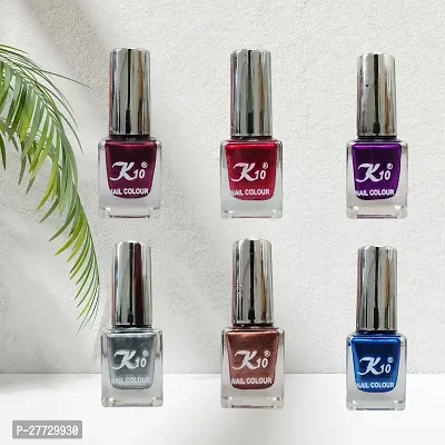 High shine Nail Polish Nail Metallic Finish Multi color Combo set Silver-Maroon-Purple-Blue-Coffee-Darkred-thumb3