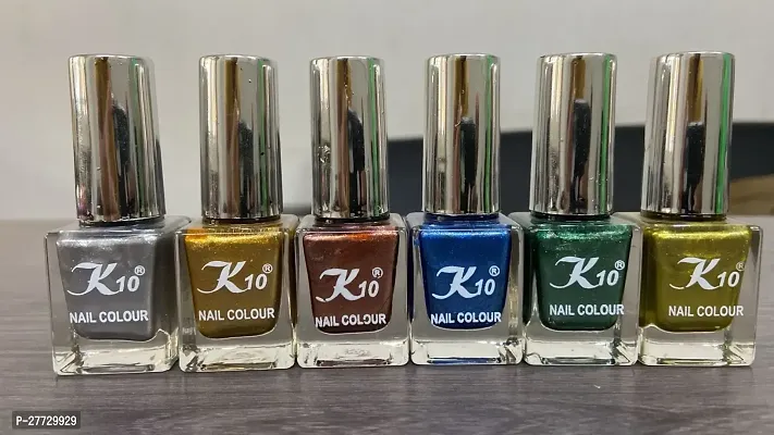 High shine Nail Polish Nail Metallic Finish Multi color Combo set Silver-Golden-Coffee-Blue-Green-Lemon-thumb5