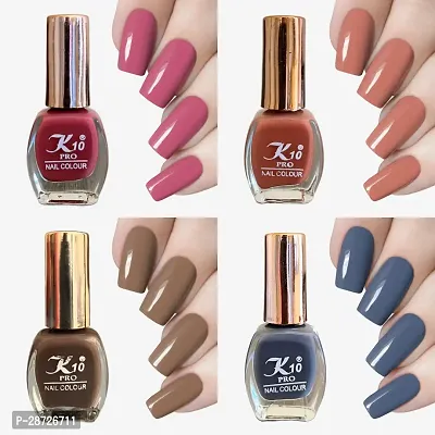 High shine Matte-Dusty-Pink-Peach-Chocolate-Grey-Nail-Polish Combo