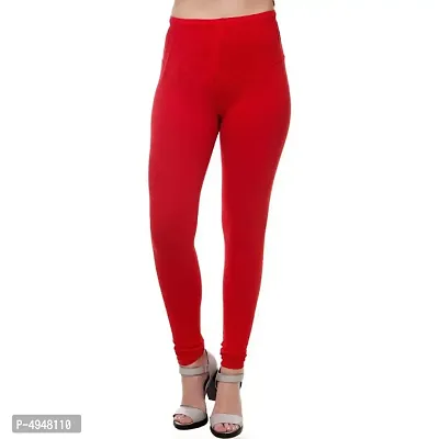 Stylish Red Viscose Regular Fit Solid Leggings For Women