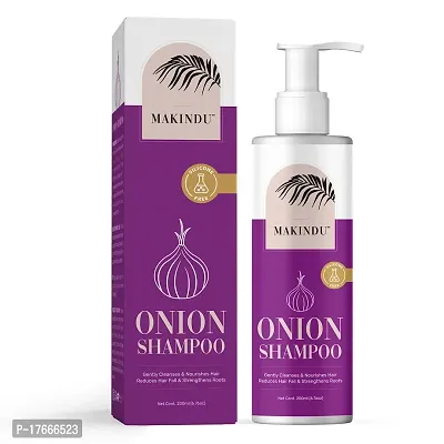 MAKINDU COSMETICS Onion Shampoo for Hair Growth 200ml and Hair Fall Control - With Shallot Onion and Amla Suitable for Both Men  Women