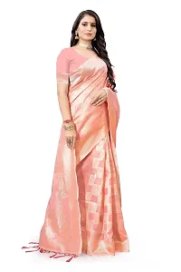 Texonus Women's Jacquard Chanderi Cotton Saree with Unstitched Blouse Piece. (DC-081-AM-PINK)-thumb2