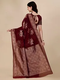 Texonus Women's Jacquard Chanderi Cotton Saree with Unstitched Blouse Piece. (DC-088-AM-MAROON)-thumb2