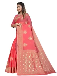 Texonus Women's Jacquard Linen Blend Saree with Unstitched Blouse Piece. (DC-047-AM-PINK)-thumb3