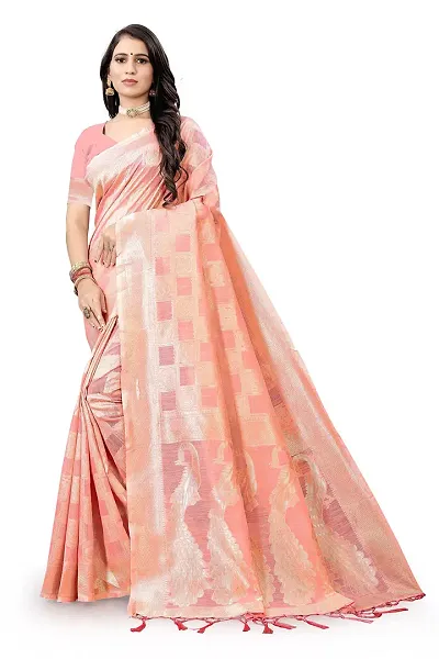 Texonus Women's Jacquard Chanderi Cotton Saree with Unstitched Blouse Piece. (DC-081)