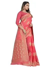 Texonus Women's Jacquard Linen Blend Saree with Unstitched Blouse Piece. (DC-047-AM-PINK)-thumb4