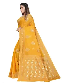 Texonus Women's Jacquard Linen Blend Saree with Unstitched Blouse Piece. (DC-047-AM-YELLOW)-thumb3