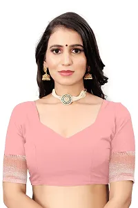 Texonus Women's Jacquard Chanderi Cotton Saree with Unstitched Blouse Piece. (DC-081-AM-PINK)-thumb4