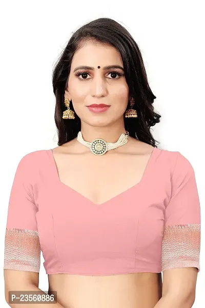 Texonus Women's Jacquard Chanderi Cotton Saree with Unstitched Blouse Piece. (DC-081-AM-PINK)-thumb5