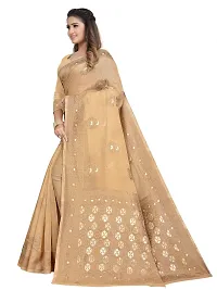 Texonus Women's Jacquard Linen Blend Saree with Unstitched Blouse Piece. (DC-047-AM-BEIGE)-thumb3