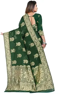 Texonus Women's Jacquard Chanderi Cotton Saree with Unstitched Blouse Piece. (DC-067-AM-BOTTLE GREEN)-thumb3