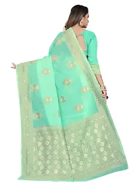 Texonus Women's Jacquard Linen Blend Saree with Unstitched Blouse Piece. (DC-047-AM-FIROZI)-thumb1