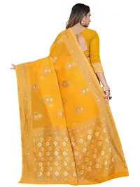 Texonus Women's Jacquard Linen Blend Saree with Unstitched Blouse Piece. (DC-047-AM-YELLOW)-thumb1