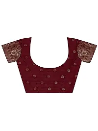 Texonus Women's Jacquard Chanderi Cotton Saree with Unstitched Blouse Piece. (DC-088-AM-MAROON)-thumb4