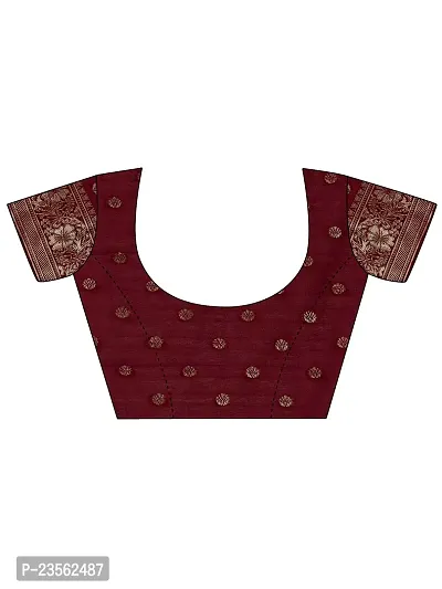 Texonus Women's Jacquard Chanderi Cotton Saree with Unstitched Blouse Piece. (DC-088-AM-MAROON)-thumb5