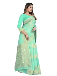 Texonus Women's Jacquard Linen Blend Saree with Unstitched Blouse Piece. (DC-047-AM-FIROZI)-thumb4