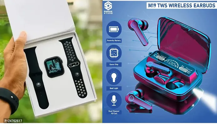 T55 SMART WATCH  WITH TWS M19 WIRELESS EARBUDS-thumb0