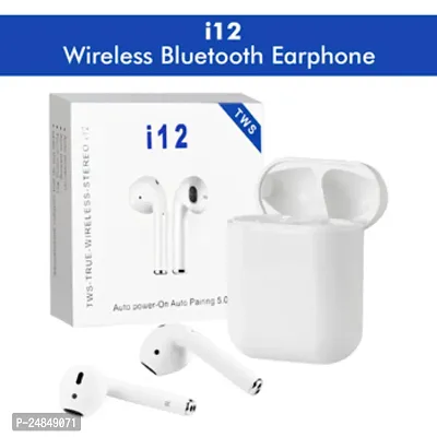 I 12 TWS Wireless Earbuds with Bass, Triable, and Mic Bluetooth Headset Bluetooth Truly Wireless Ear Earbuds, Blutooth 5.0 EarbudsBluetooth Headset l Wireless Charging-thumb0