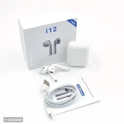 TWS i12 Sensor Touch Wireless,Bluetooth V5.0+ Charging Dock (White) Bluetooth Headset  (White, True Wireless)-thumb0