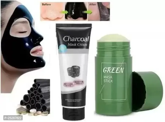 Anti Blackhead Remover Charcoal Face Mask Cream  Green Tea Cleaning Solid Mask-thumb0
