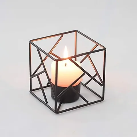 Square High Temperature Electrostatic Spray Paint Black Tea Light Holder