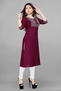 Stylish Red Rayon Embroidered Kurta For Women-thumb1