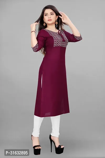 Stylish Red Rayon Embroidered Kurta For Women-thumb2