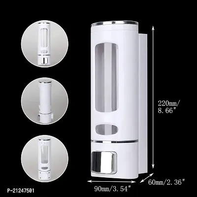 LOGGER ABS Plastic Soap Dispenser for Bathroom Wall Mounted Shampoo Conditioner Hand Wash Gel Dispenser Liquid Soap Sanitizer Dispenser for Basin Kitchen Sink 400Ml Pack of 1 White-thumb4