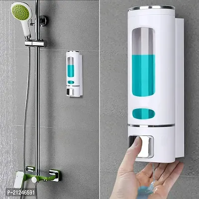 KITSCH Abs Plastic Liquid Soap Dispenser for Bathroom Wall Mounted HandWash Shampoo Conditioner Sanitizer Lotion Dish Wash Gel Dispenser for Kitchen 400 Ml White Pack Of 1-thumb5