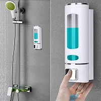 LOGGER Plastic Wall Mounted Soap Shampoo Conditioner Hand Wash Gel Dispenser Liquid Soap Sanitizer Dispenser for Bathroom Basin Kitchen Sink 400Ml Pack of 2 White-thumb4