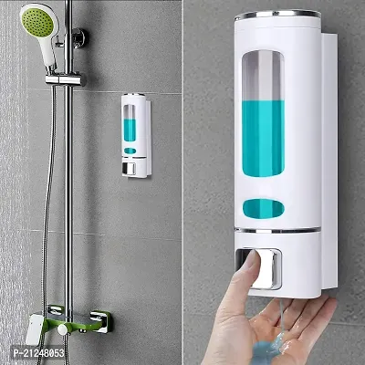LOGGER Plastic Wall Mounted Soap Shampoo Conditioner Hand Wash Gel Dispenser Liquid Soap Sanitizer Dispenser for Bathroom Basin Kitchen Sink 400Ml Pack of 2 White-thumb5
