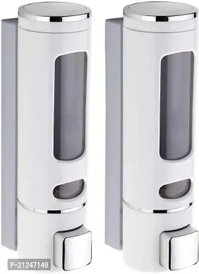Redcroc Soap Dispenser for Bathroom Wall Mounted Plastic ABS 400 ML- (Royal White Pack of 2)